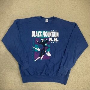Vintage Gopher Sport Black Mountain New Hampshire Ski Blue Sweatshirt Men’s XL